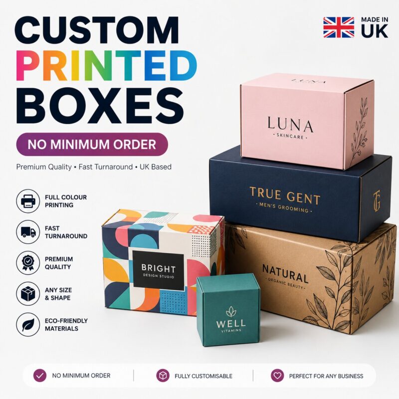 custom printed boxes no minimum uk