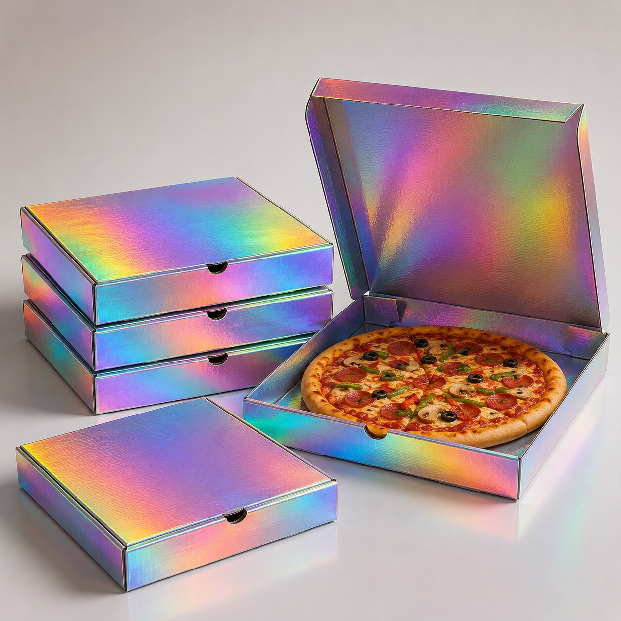 Custom Holographic Pizza Boxes Custom Holographic Pizza Boxes