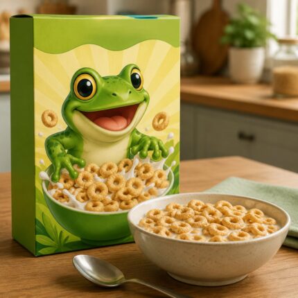 cereal with frog on box